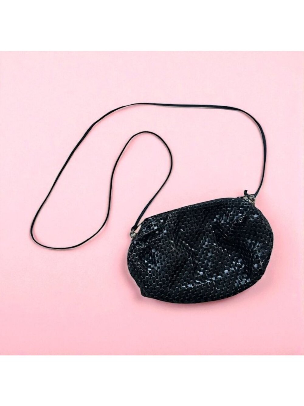 WHITING AND DAVIS Black Vintage Metal Cocktail Clutch Bag